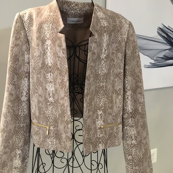 Calvin Klein brown and cream faux snake print jacket blazer - Picture 4 of 8